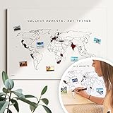 Weltkarte Reiserinnerung: 'collect moments' - Reiseweltkarte zum ausmalen, Weltkarte zum pinnen - nachhaltig & handmade in Germany, Weltkarte zum rubbeln - ist out - Größe: 60x40cm